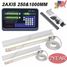 ToAuto 2 Axis DRO Kit Digital Readout Linear Scale 10"&40" for Lathe Bridgeport