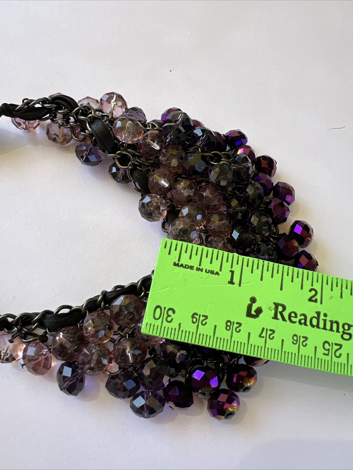 Bib Collar Adjustable Statement Necklace Faced Gl… - image 4