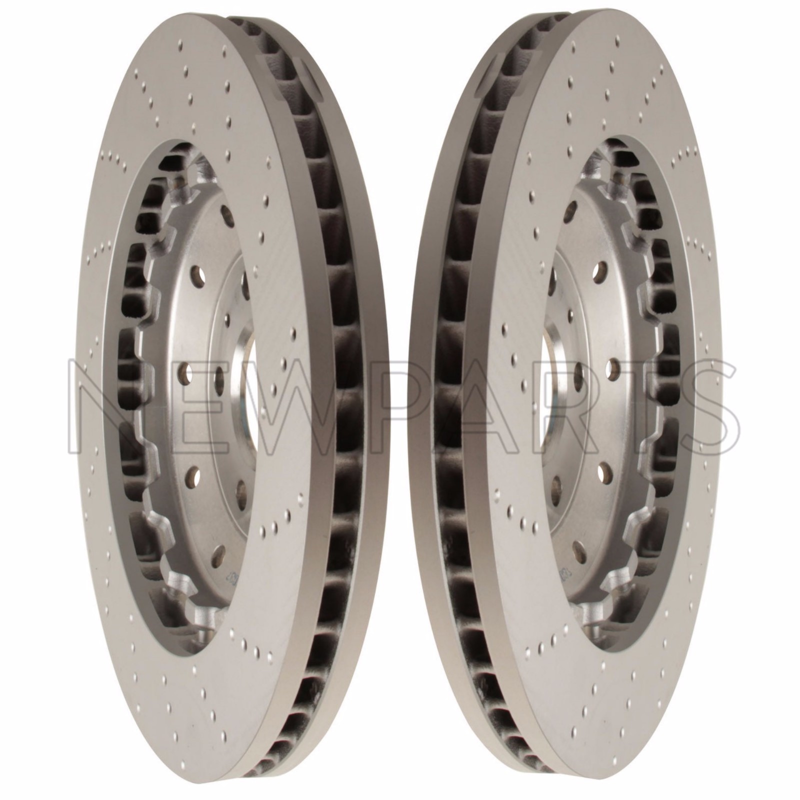 For Audi R8 Pair Set of 2 Front Vented Drilled Dimpled Disc Brake Rotor OEM