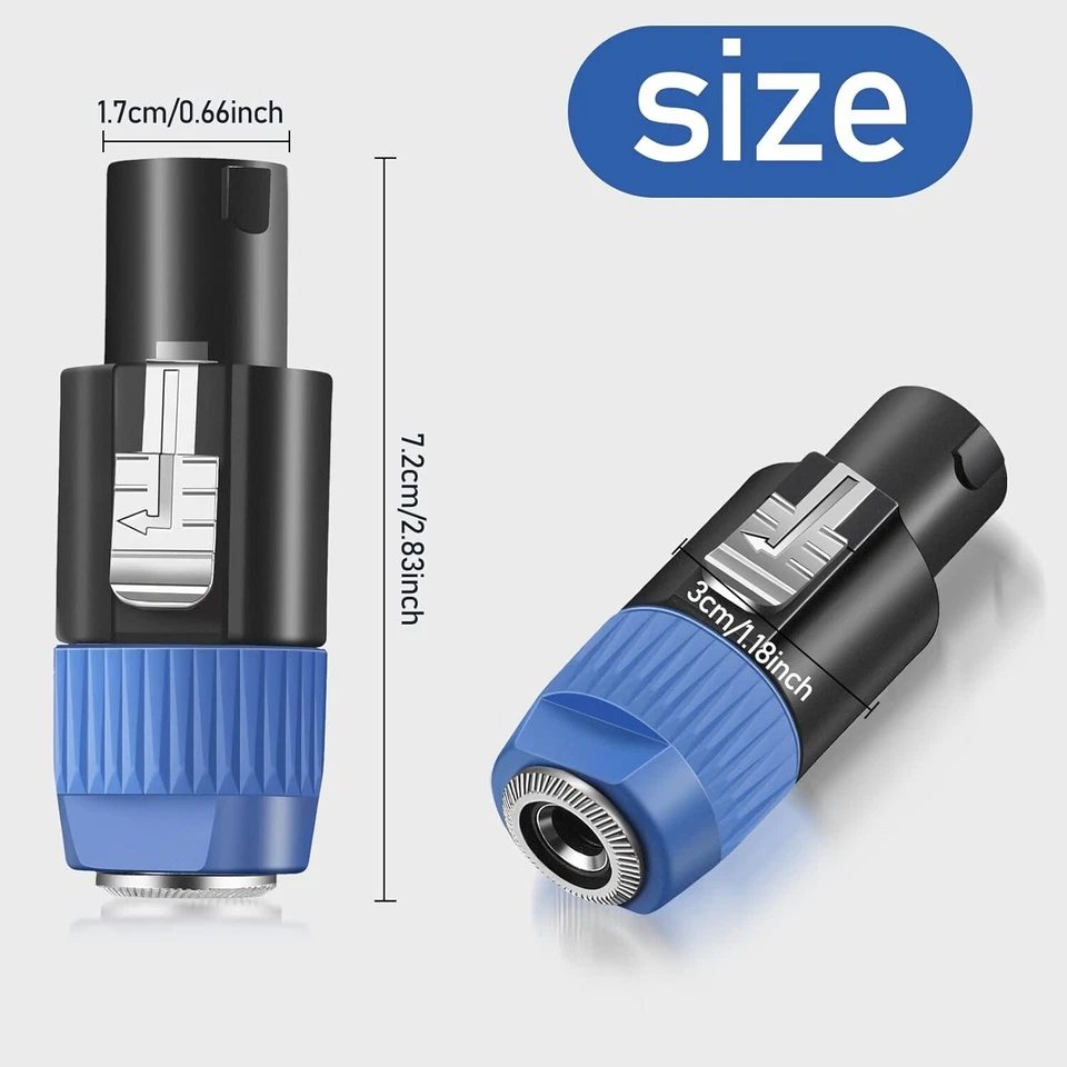 8 piezas para adaptador Speakon a 1/4, conector mejorado de 1/4" hembra a macho EE. UU. NUEVO Foto 2 de 4