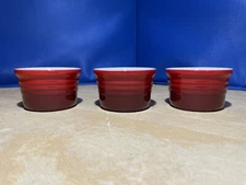 Le Creuset Custard Bowl Red 0504 Small Dessert Dish - Set Of 3