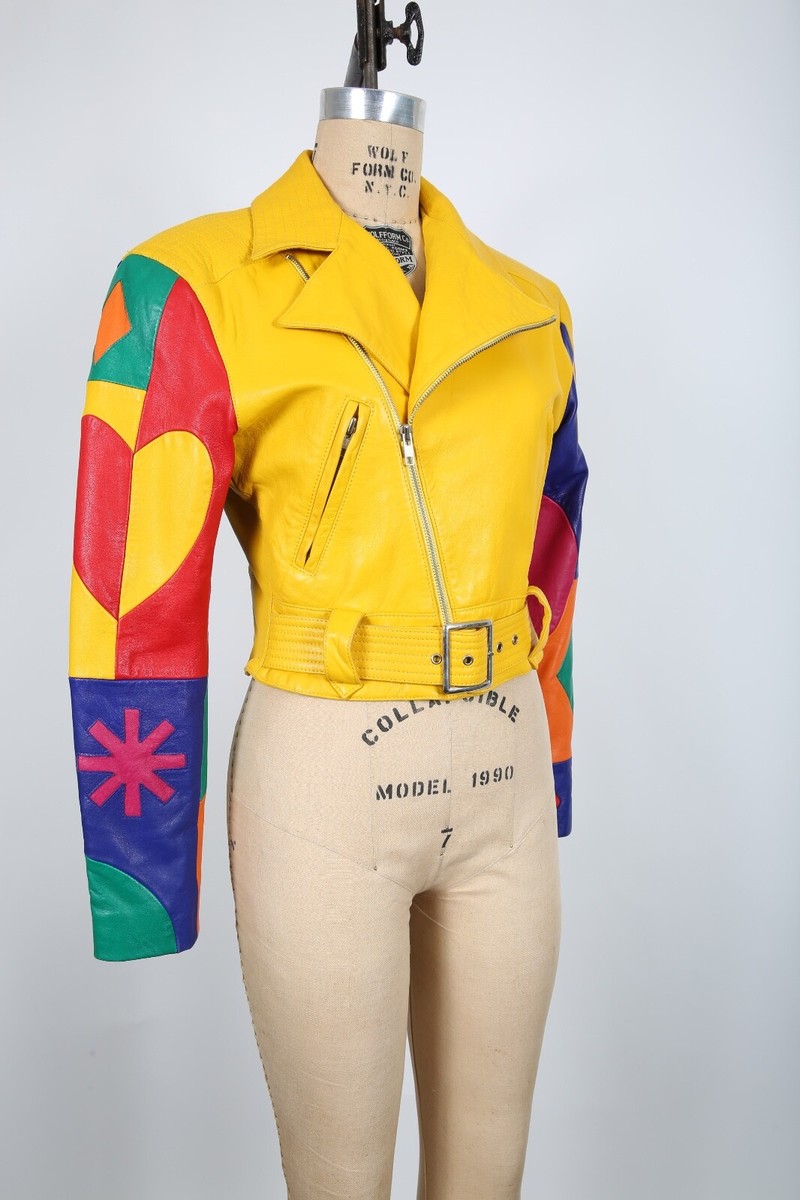 North Beach Leather Yellow Multi Color Patchwork Leather