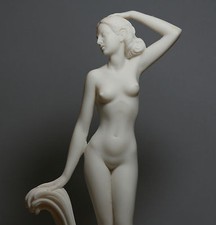 Goddess Aphrodite Venus Nude Female Figure Cast Marble Statue Sculpture 12 in