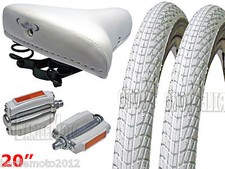 Sella M/Grappa + Pedali + N°2 Copertone 20 x 1.75 Bici Graziella - Epoca BIANCO