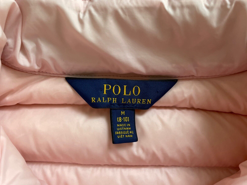 POLO RALPH LAUREN Down Puffer Snap Front Vest Pink Youth Girls Size M 8-10 - Picture 8 of 12