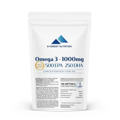 Omega-3 500 EPA 250 DHA Softgels   Concentrated for Heart, Brain & Joint Support