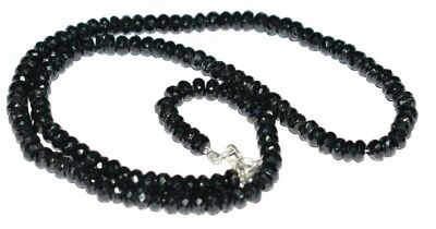 24''Inch Necklace Natural Black Spinel Rondelle 4-4.5mm Gemstone Faceted Beads
