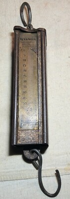 Vintage Hanson Commercial 820 Produce 20 Lb. Hanging Scale & Pan - U. S. A