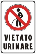 CARTELLO SEGNALETICO - DIVIETO URINARE AREA VIDEOSORVEGLIATA PVC 1mm
