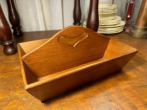 Antique Late 1800's European Baltic Pine Kitchen Cutlery Utensil Herb Tidy - Picture 1 of 10