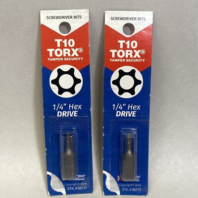 2 Packs - #86777  Best Way Tools T10 Torx  Screwdriver Bit  1/4 in. Dia. x 1 in.
