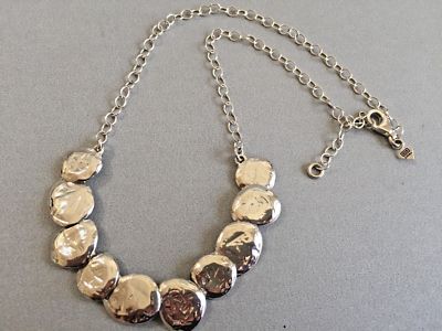 SILPADA Sterlingsilber NOCH GLÄNZEND gehämmerte Kreisscheibe Halskette N1984 SÜSS!!