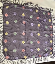 Vintage Rayon chiffon Scarf With Fringe pre-owned