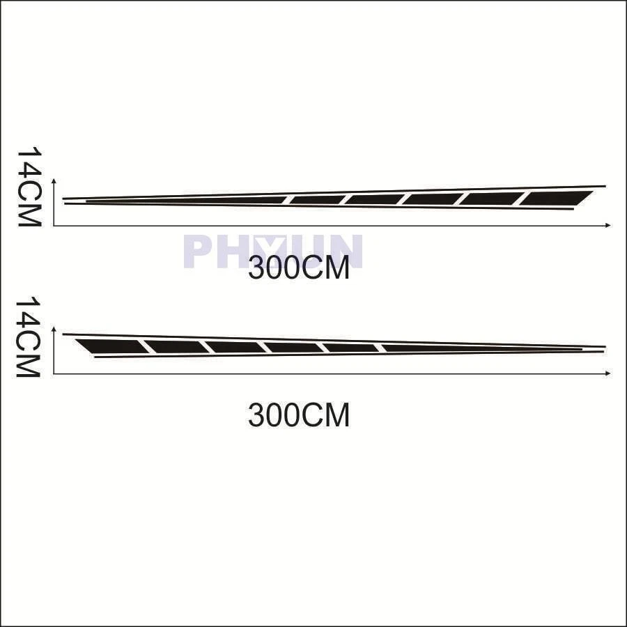 Calcomanía universal para carrocería de carreras de autos falda a rayas laterales calcomanía vinilo carrocería pegatina negro mate Foto 2 de 4