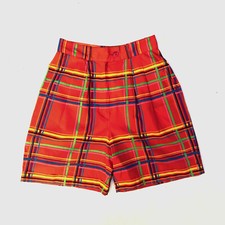 KENZO Vintage 1980s 'Kenzo' colourful, plaid cotton shorts