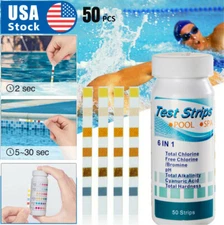 6in1 Test Strips Chlorine Chloramine PH Alkalinity Hardness Pool Spa Hot Tub