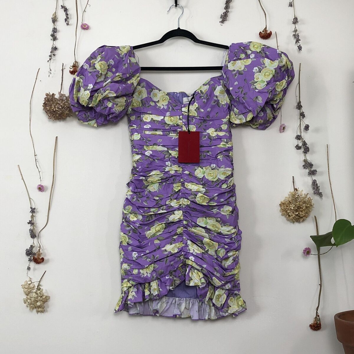 NWT Giuseppe Di Morabito Floral Print Puff Sleeve Mini Dress