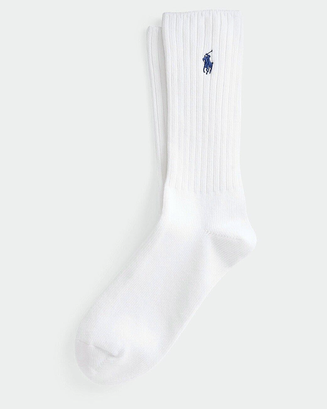 Polo Ralph Lauren Signature Pony Calze Classiche Equipaggio XL Bianco Blu 1 Paia