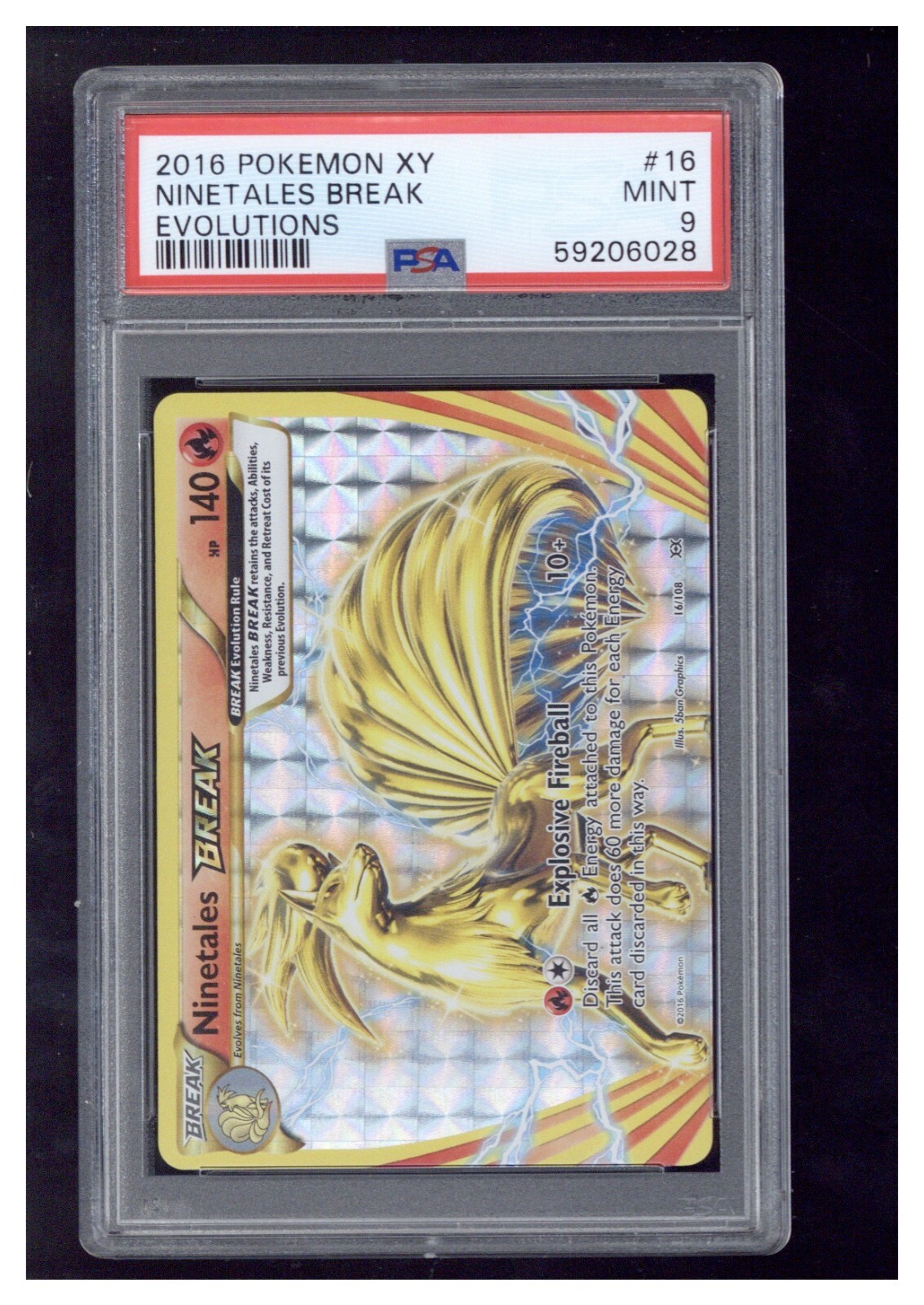 2016 Pokemon XY Evolutions 16 Ninetales Break PSA 9