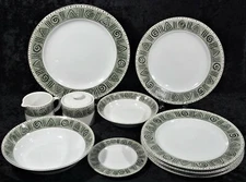 Sakura Sue Zipkin 10000 BC Dinner & Chop Plates Serving Bowl Creamer Sugar EUC