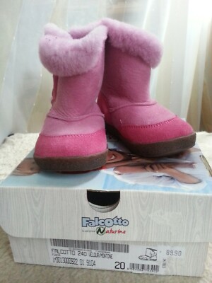 Neu Naturino Falcotto Mädchen  Lammfell Stiefel Gr 20 rosa Klettverschluß NP 89 