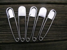 Lot of 5 VINTAGE MILITARY SURPLUS LARGE 5" STAINLESS STEEL SAFETY LAUNDRY PINS