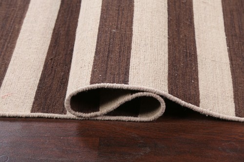 Contemporary Striped Reversible Modern Oriental Area Rug Hand-knotted Wool 8x10 - Picture 11 of 12
