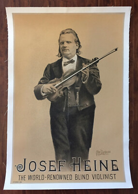 Joseph Heine World Renowned Violinist Original 1880's Poster   MAY BE ONLY ONE