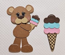 Ice Cream Bear. Scrapbook, Card Making Paper Piecing