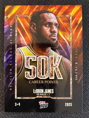 Topps Now LeBron James 50k Career Points Record NBA #12 Card Los Angeles Lakers
