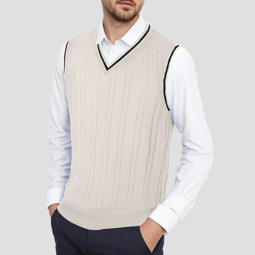 Haggar Golf Mens Sleeveless Cable Knit Vest