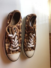 Vintage Tiger Print Converse All Star Low Mens 5.5 Women's 7.5 preowned
