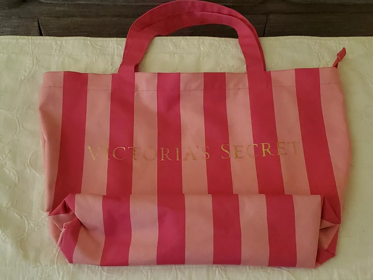 Pink Tote with Beaded Stripe & Bamboo Handle