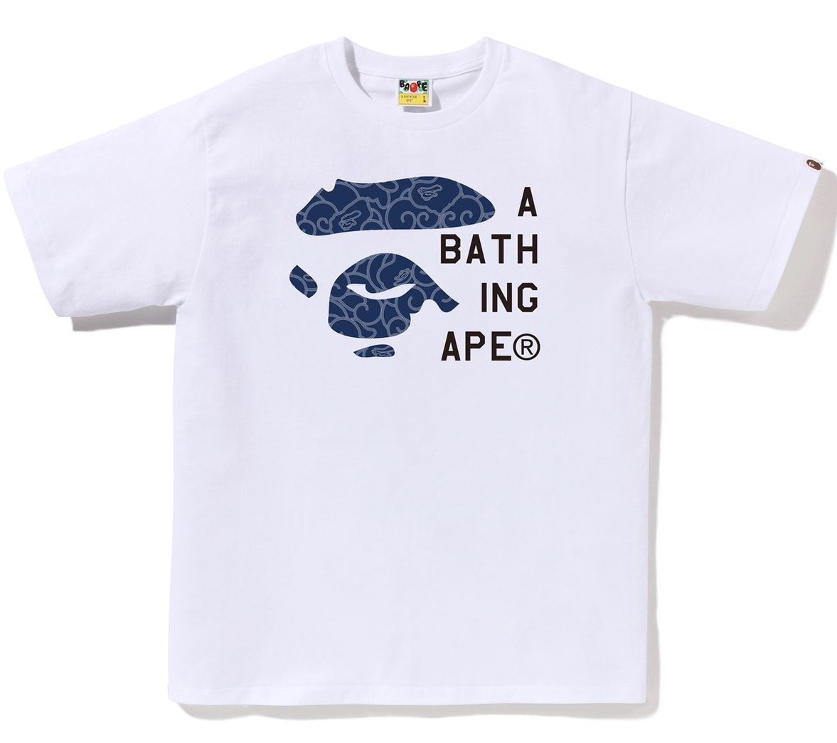 A BATHNIG APE Men's JAPANESE CLOUD CAMO BAPE FACE TAG TEE