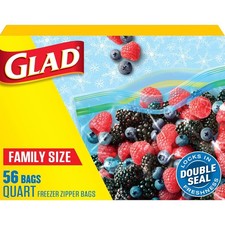 Glad Clear Zipper Freezer Bags Quart Size 40 Count Freezer Storage Bags