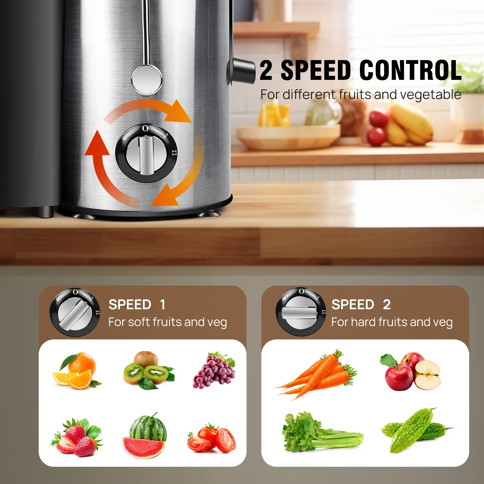 Juicer Machine, Feed Chute for Fruits, Vegetables & Citrus, 2-Speed Centrifugal
Opens in a new windo