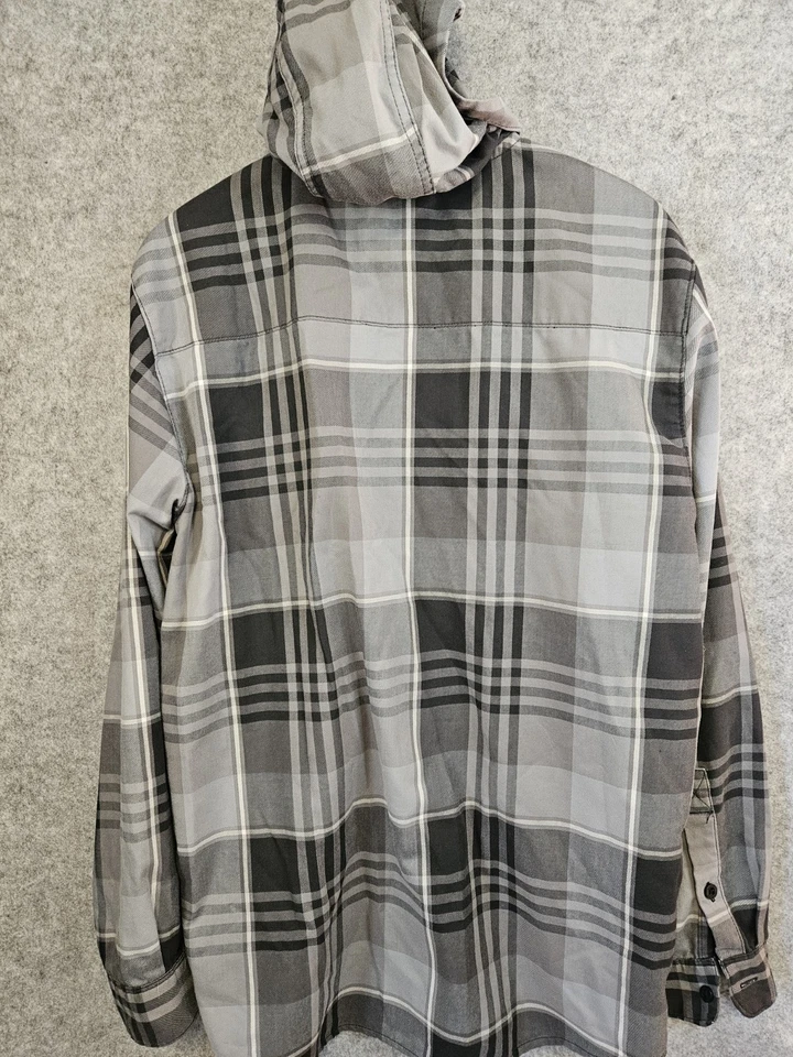 Camisa BURTON Dry Ride Para Hombre M Cazadora Con Capucha Gris A Cuadros Botones Esquí Gorpcore Foto 2 de 4