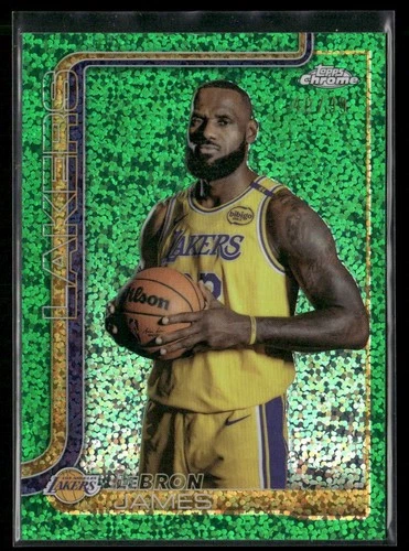2025 Topps Chrome Basketball Green Speckle Refractor LeBron James #127 PSA 9