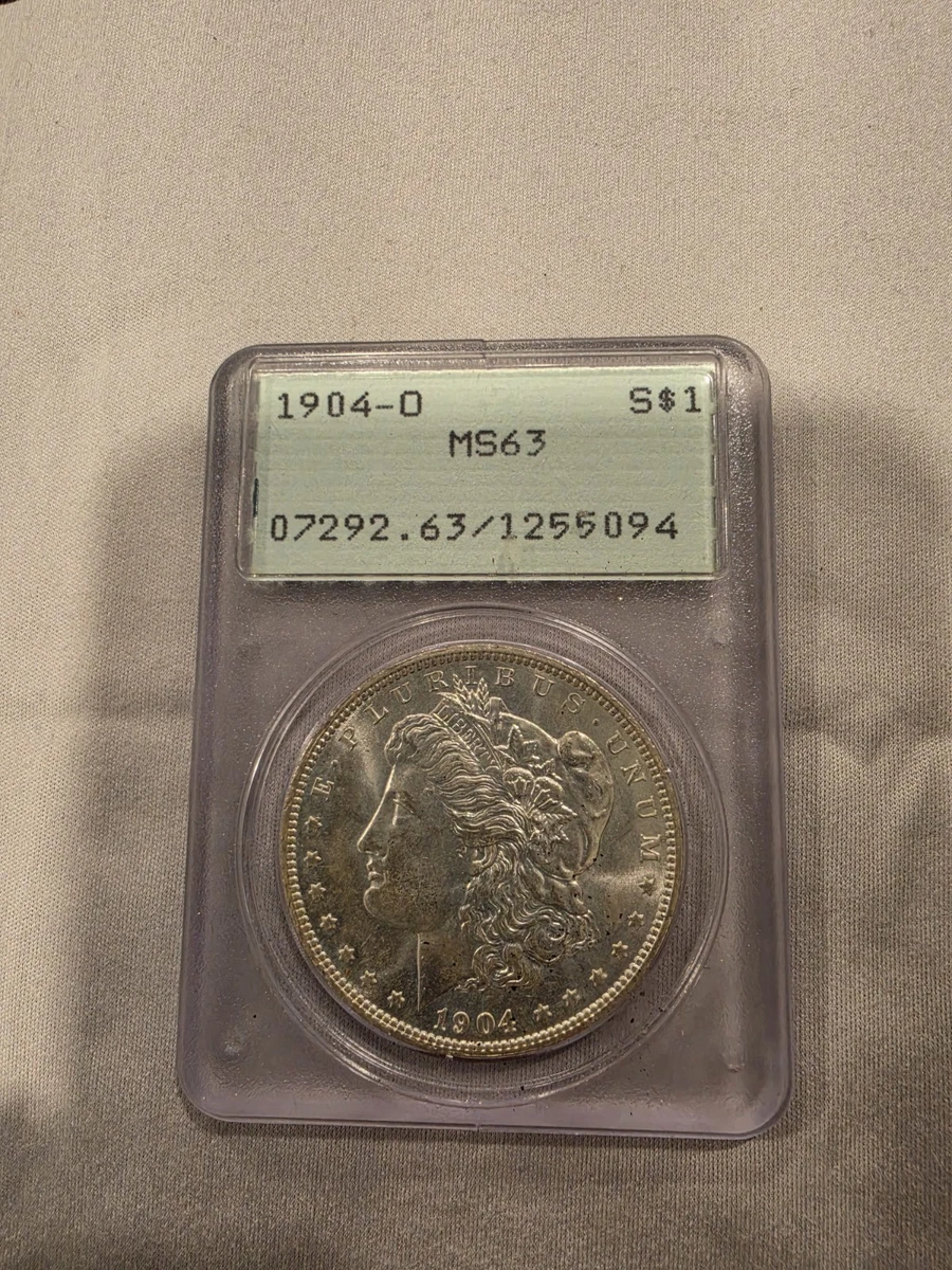 Silver MS 63 Graded 1904 Year Morgan US Dollars (1878-1921) for