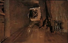 Crystal Falls Michigan UP underground Iron mine tourist unused postcard
