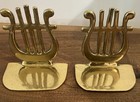 Brass Lyre Polished Bookends Pair  Music Theme Gold Decorative — photo 2