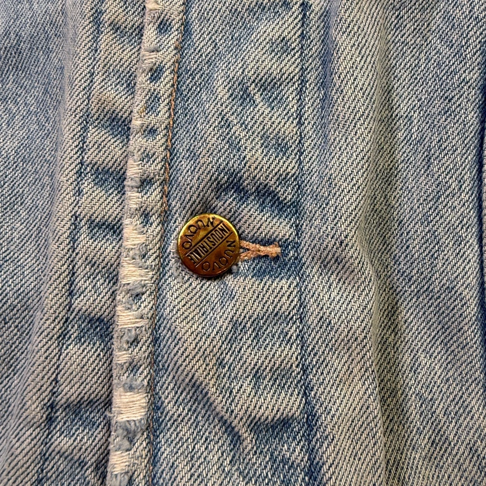 VTG 80s Denim Jacket Nuovo Industriale Sz XL WORN THRASHED FADED USA Made - Image 4 of 4