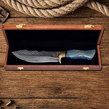 Handmade Damascus Steel Hunting Knife Stone Handle Made in USA Handmade Damascus Steel Hunting Knife Stone Handle Made in USA