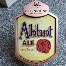 ABBOT ALE Pump Metal Clip Beer Pump Man Cave Ale Pub Bar Lager Badge Used Cond
