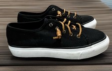 SPERRY TOP-SIDER SEACOAST BLACK CANVAS W/ RAWHIDE LACES SNEAKERS WOMENS SZ 7
