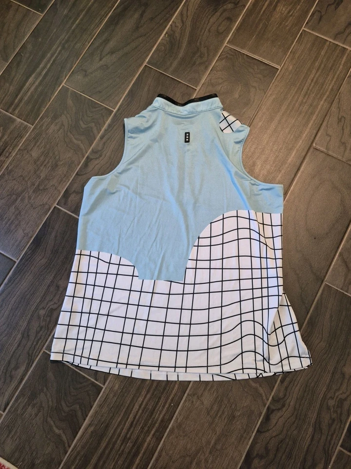 Camiseta sin mangas de golf Jamie Sadock talla 2xgrande azul 1/4 cremallera estampado abstracto usada en excelente estado xxl Foto 4 de 4