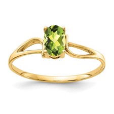 14k Yellow Gold 6x4mm Oval Cut Peridot Solitaire Engagement Ring For Her Size 6