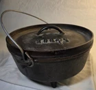 Lodge #10 Cast Iron Dutch Oven Cookware with Carrying Case Great Shape Vintage