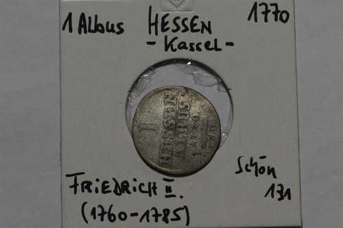 🧭 🇩🇪 GERMANY HESSE-CASSEL 1 ALBUS 1770 SILVER B86 BB6 - Afbeelding 1 van 3