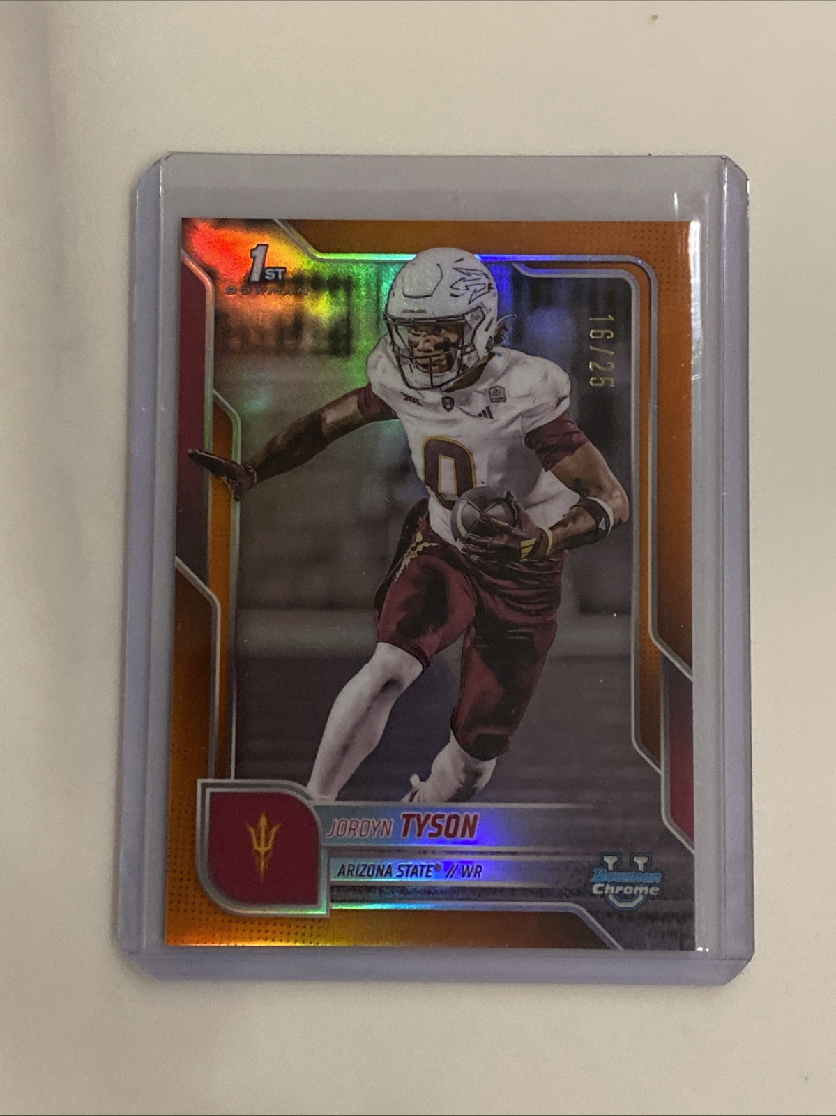 2025 Bowman Chrome University U ORANGE Jordyn Tyson 1st /25 ASU